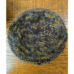 Vintage 90's Nordstrom Black Brown and Gold Knitted Beret Tam Hat OS